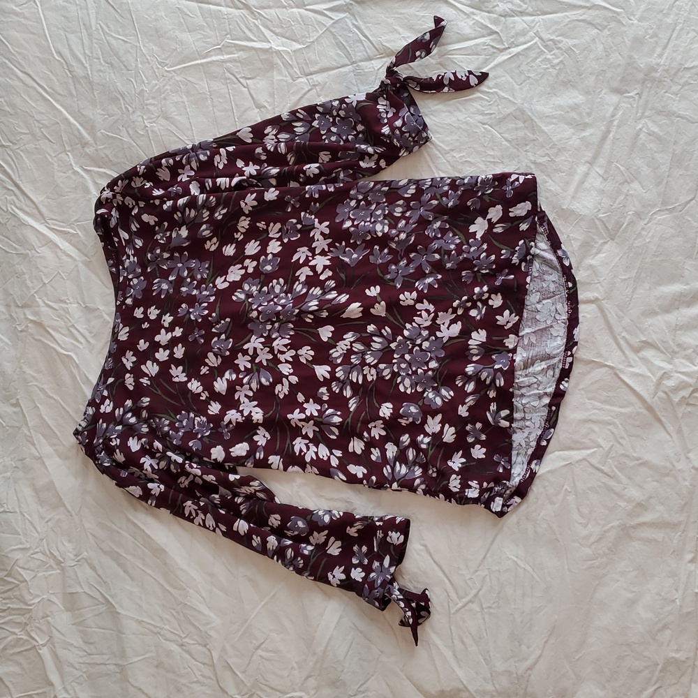LOFT Burgundy Floral Top